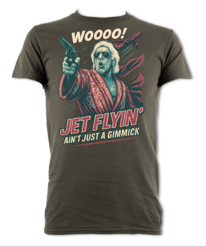 Jetflyin' Ain't Just a Gimmick - Top Woooo Parody short sleeved t-shirt