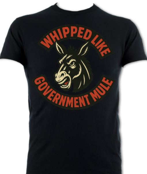 WHIPPED LIKE A GOVERNMENT MULE Short Sleeved T-Shirt