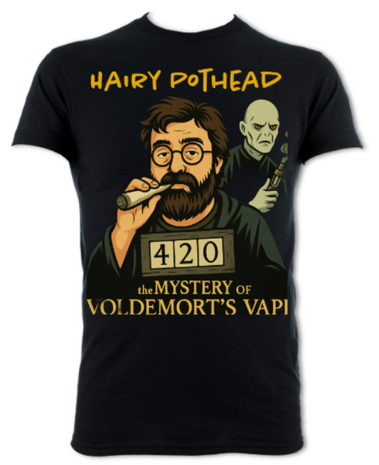 Hairy Pothead and the mystery of Voldemort's vape shirt short sleeved t-shirt