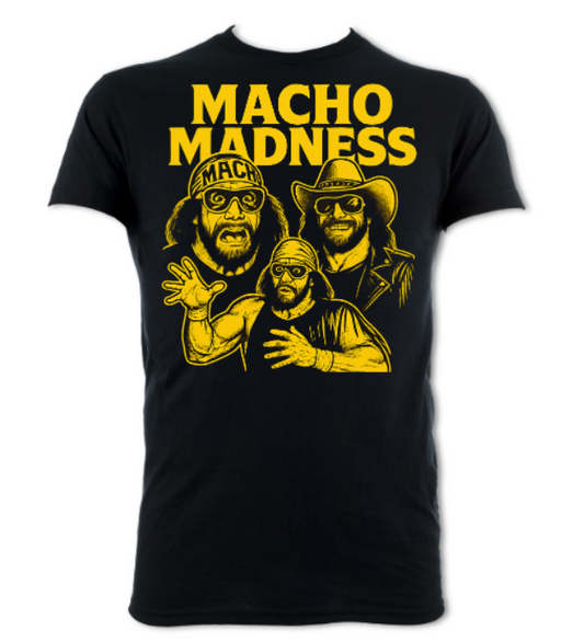 macho madness black and yellow tee 1 short sleeved t-shirt 1