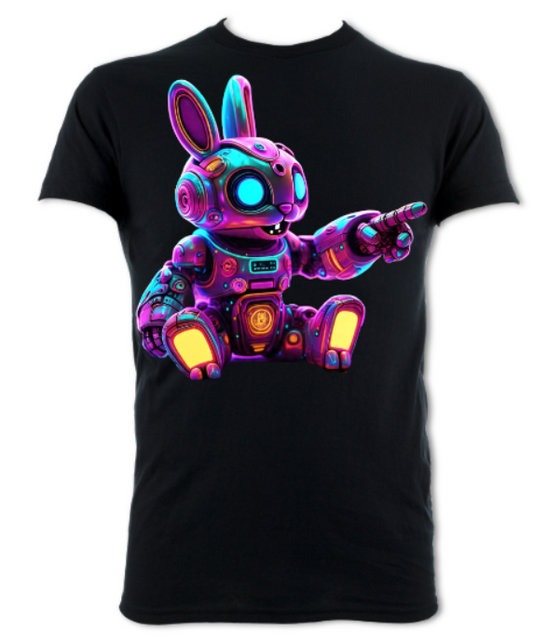 The Psychedelic Adventures of RoboBunny - look over there short sleeved t-shirt
