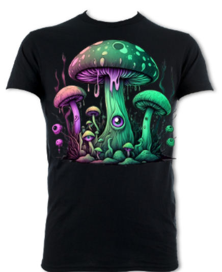 Trippy Illuminated Mushroom Short Sleeved T-Shirt