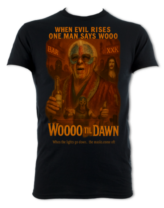 Lucha Til Dawn Movie Poster merch tee (PARODY, WRESTLING PARDOY) short sleeved t-shirt black